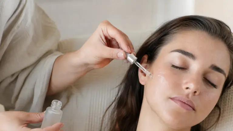 Application correcte d’un sérum visage sur une peau propre