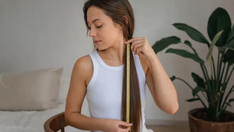 Mesure de la pousse des cheveux par mois au mètre ruban