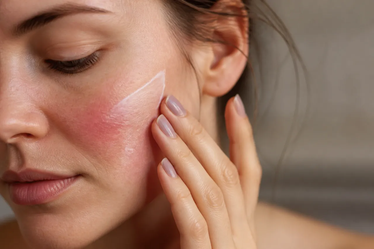 Peau sensible avec rougeurs, mieux apaisée par l'acide hyaluronique